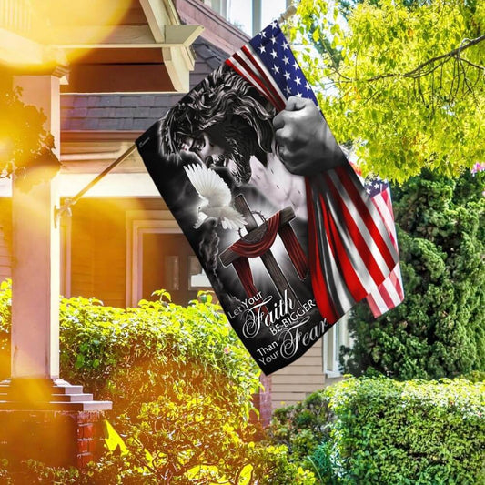 Christian Garden Flags, My God Jesus Christian Let Your Faith Be Bigger Than Your Fear Flag, Christian House Flags, Christian Cross Flag, Faith Flag