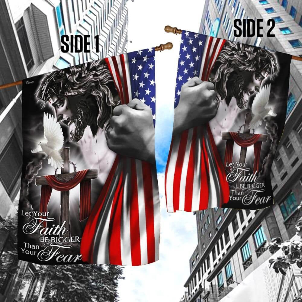 Christian Garden Flags, My God Jesus Christian Let Your Faith Be Bigger Than Your Fear Flag, Christian House Flags, Christian Cross Flag, Faith Flag