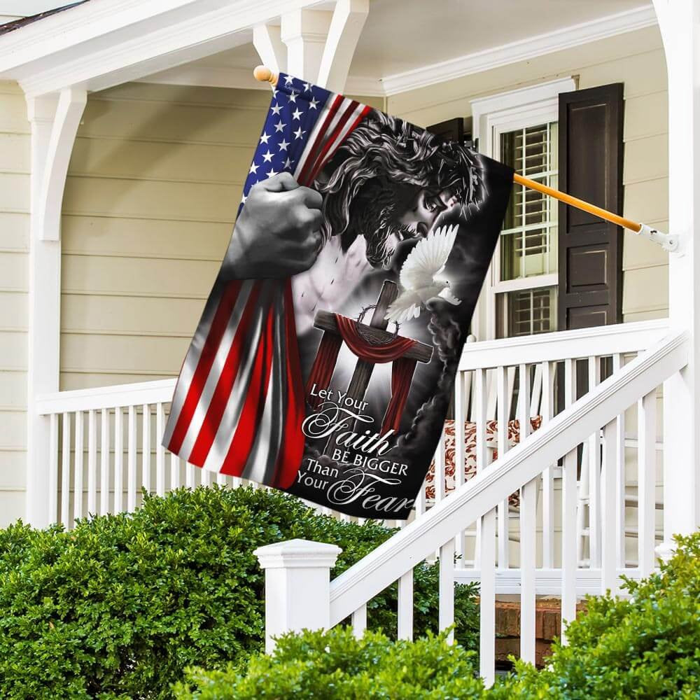 Christian Garden Flags, My God Jesus Christian Let Your Faith Be Bigger Than Your Fear Flag, Christian House Flags, Christian Cross Flag, Faith Flag