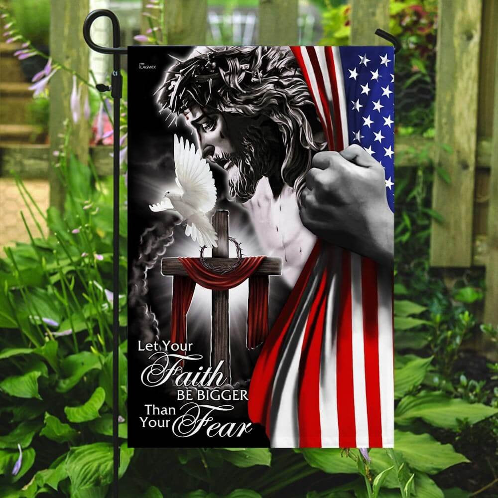 Christian Garden Flags, My God Jesus Christian Let Your Faith Be Bigger Than Your Fear Flag, Christian House Flags, Christian Cross Flag, Faith Flag