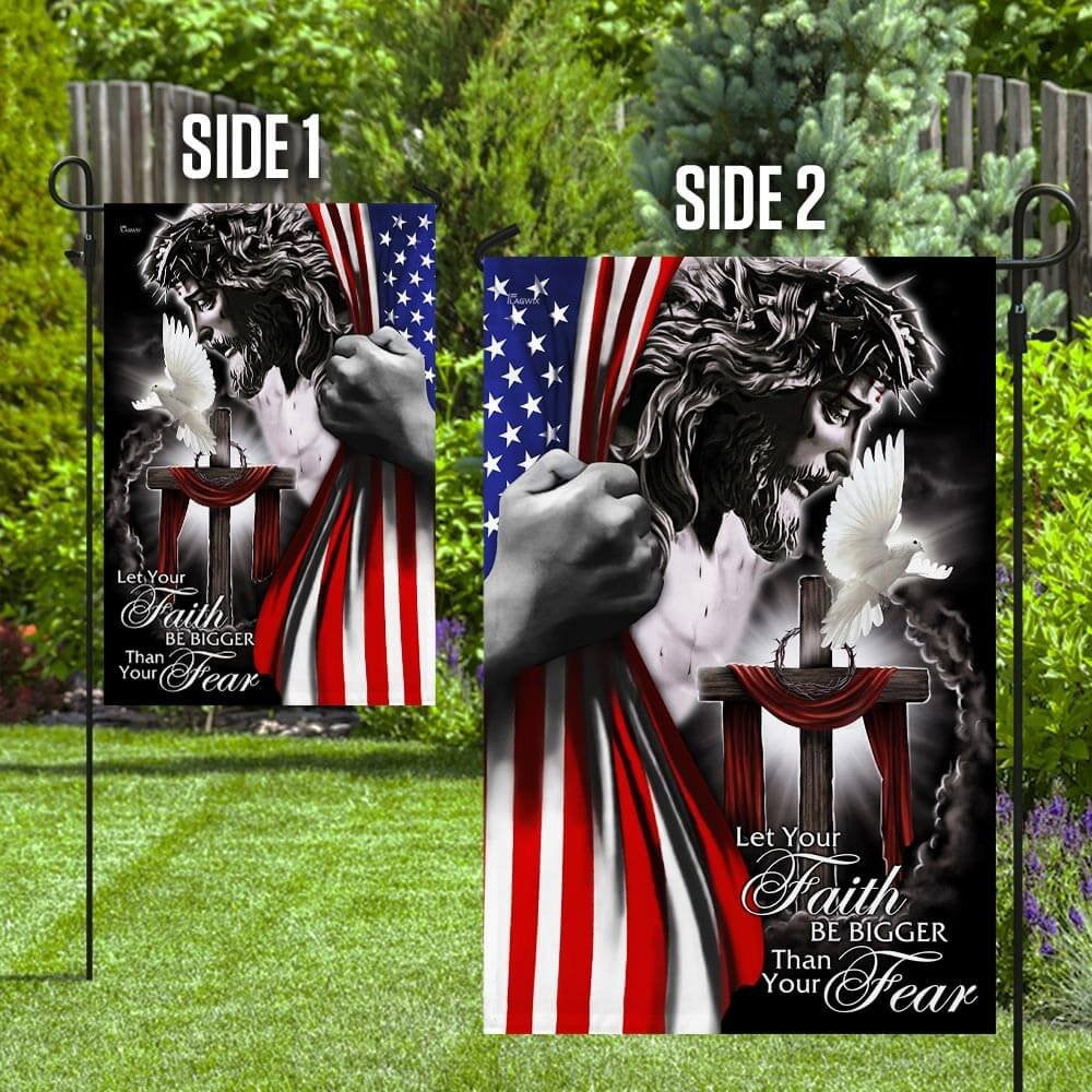Christian Garden Flags, My God Jesus Christian Let Your Faith Be Bigger Than Your Fear Flag, Christian House Flags, Christian Cross Flag, Faith Flag