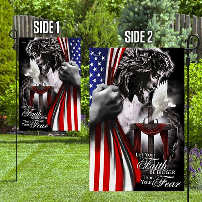 Christian Garden Flags, My God Jesus Christian Let Your Faith Be Bigger Than Your Fear Flag, Christian House Flags, Christian Cross Flag, Faith Flag