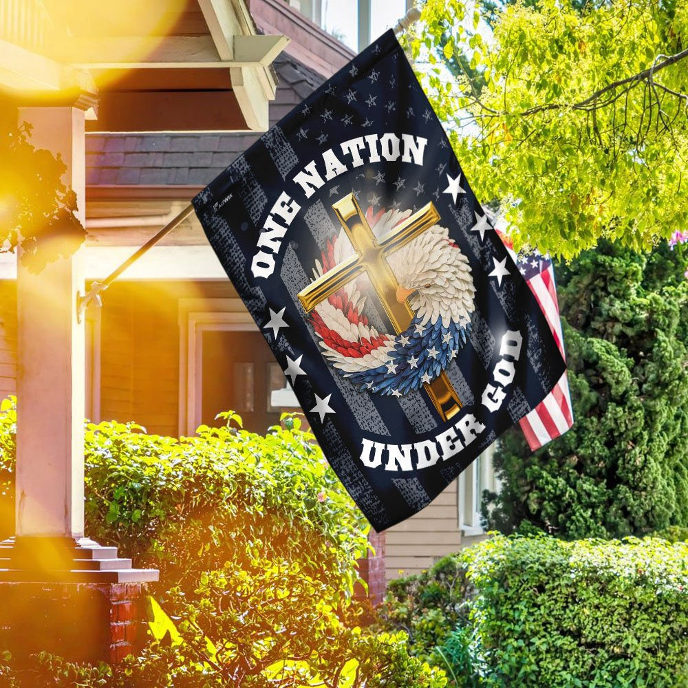 Christian Garden Flags, One Nation Under God Christian Wreath Flag, Christian House Flags, Christian Cross Flag, Faith Flag