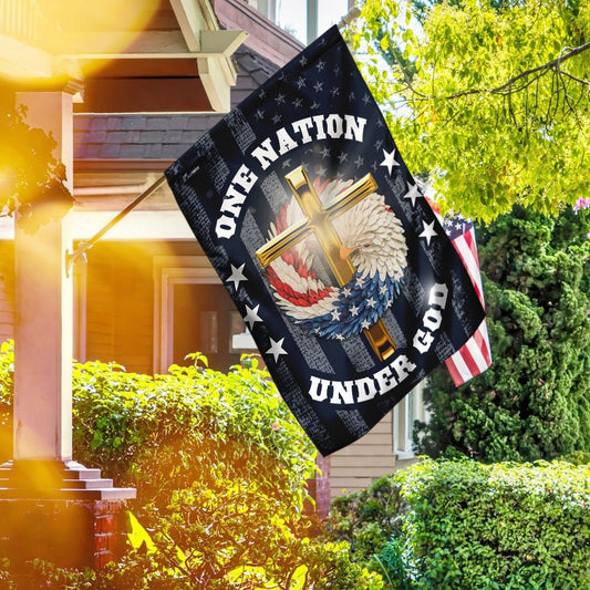 Christian Garden Flags, One Nation Under God Christian Wreath Flag, Christian House Flags, Christian Cross Flag, Faith Flag