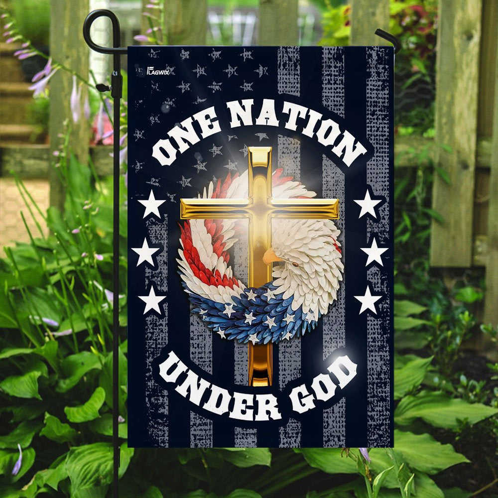 Christian Garden Flags, One Nation Under God Christian Wreath Flag, Christian House Flags, Christian Cross Flag, Faith Flag