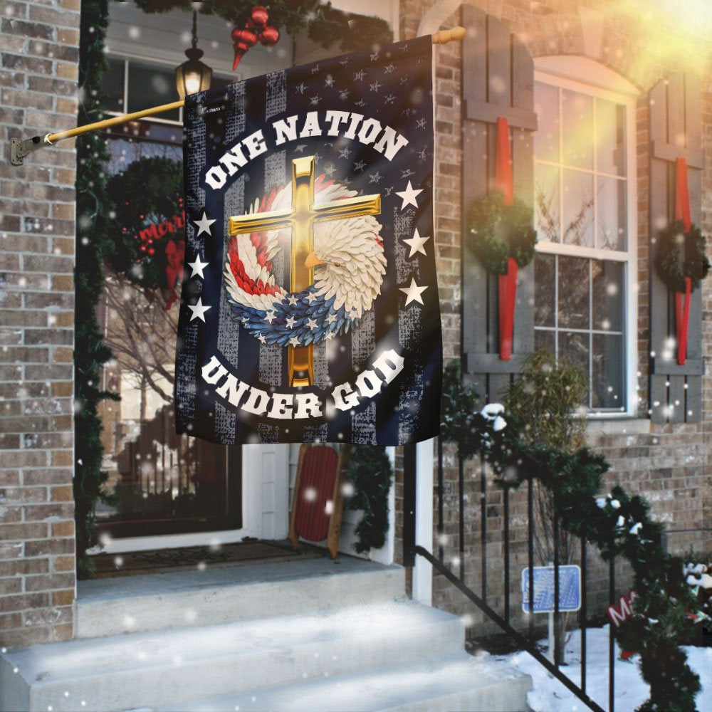 Christian Garden Flags, One Nation Under God Christian Wreath Flag, Christian House Flags, Christian Cross Flag, Faith Flag