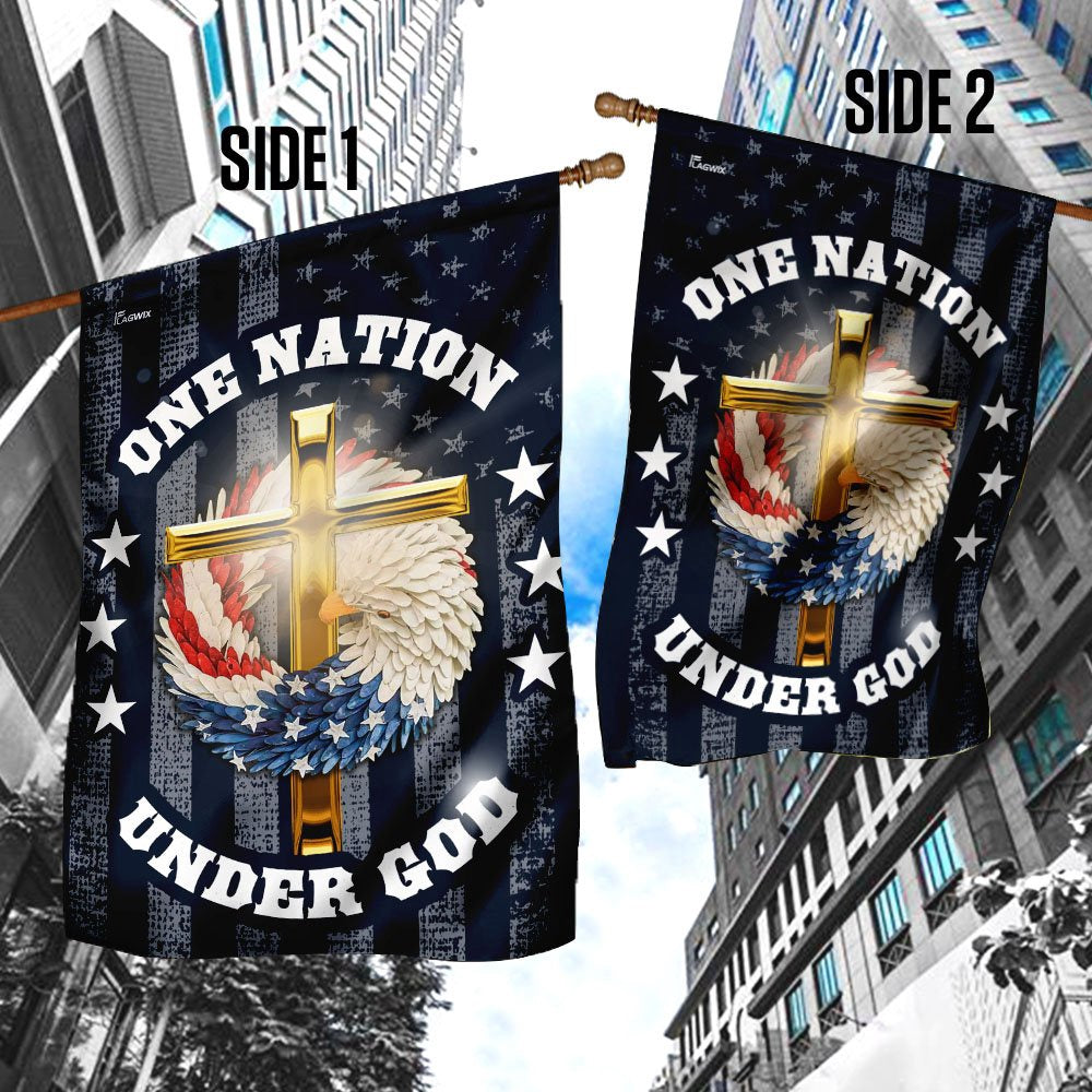 Christian Garden Flags, One Nation Under God Christian Wreath Flag, Christian House Flags, Christian Cross Flag, Faith Flag