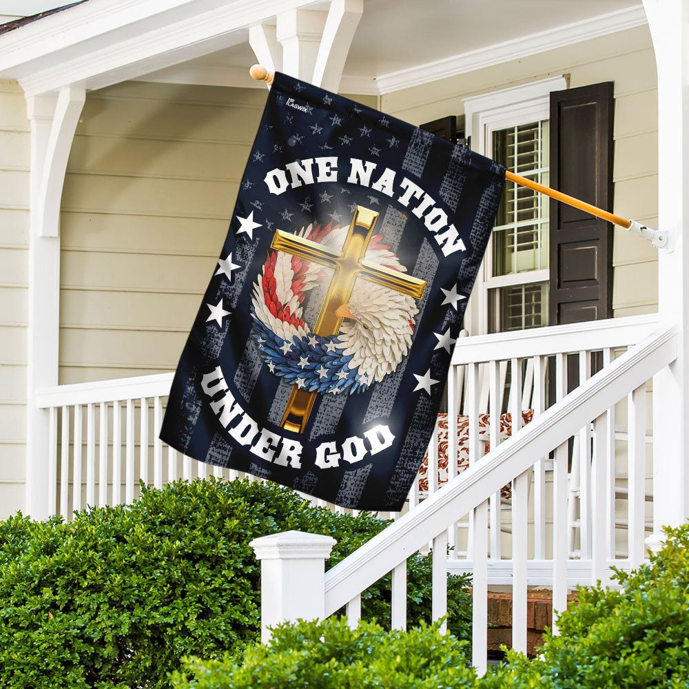 Christian Garden Flags, One Nation Under God Christian Wreath Flag, Christian House Flags, Christian Cross Flag, Faith Flag