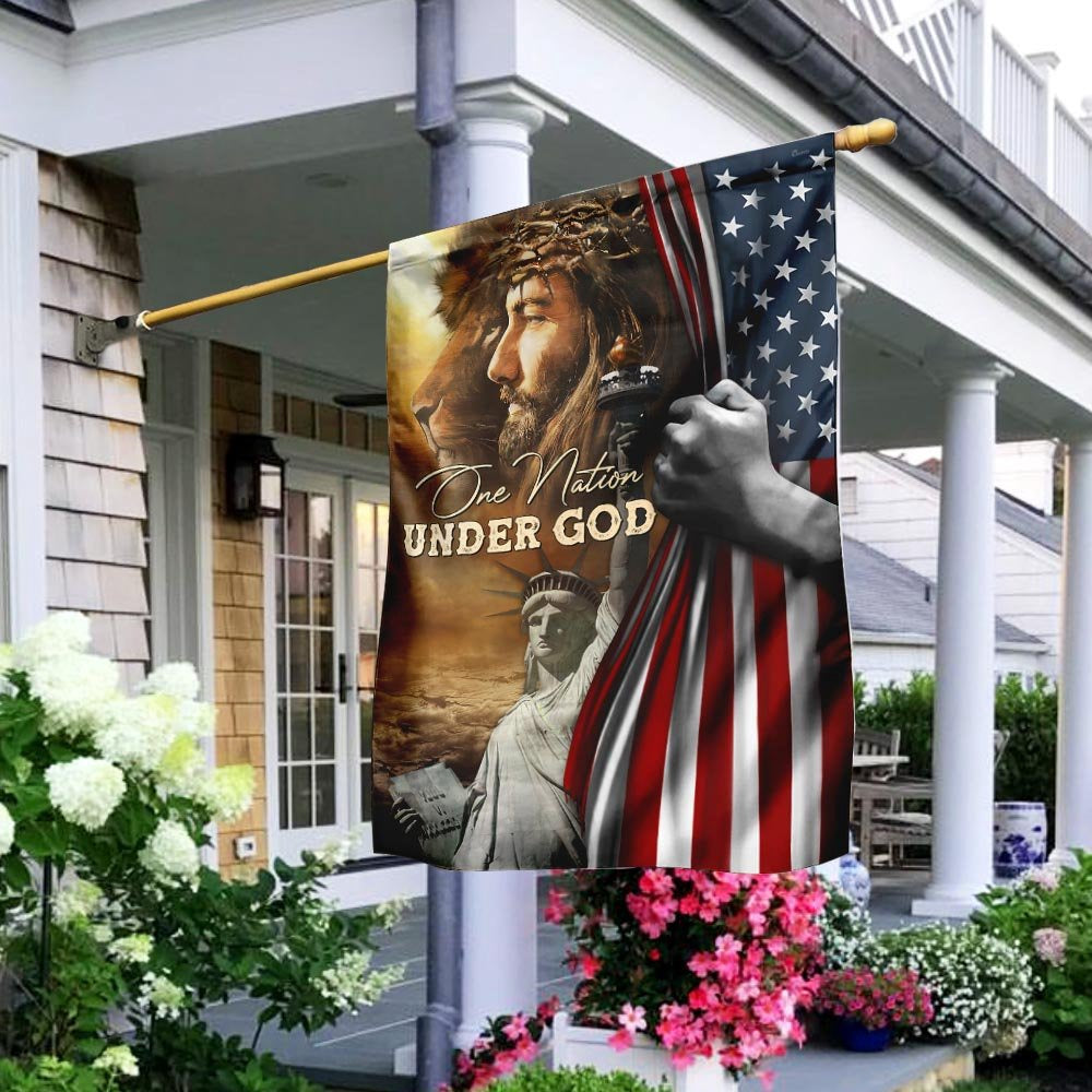 Christian Garden Flags, One Nation Under God Jesus Lion American Flag, Christian House Flags, Christian Cross Flag, Faith Flag