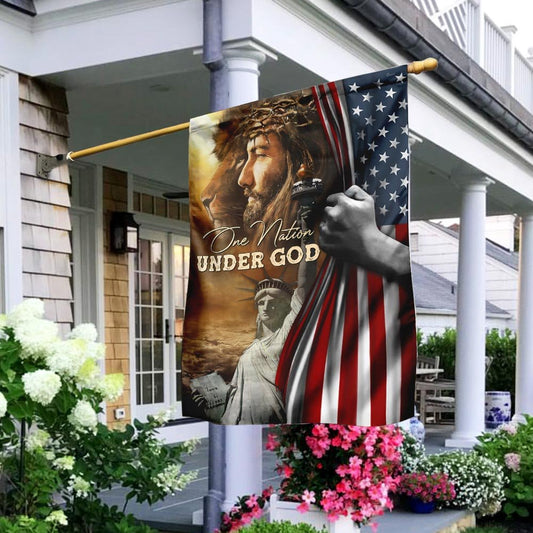 Christian Garden Flags, One Nation Under God Jesus Lion American Flag, Christian House Flags, Christian Cross Flag, Faith Flag