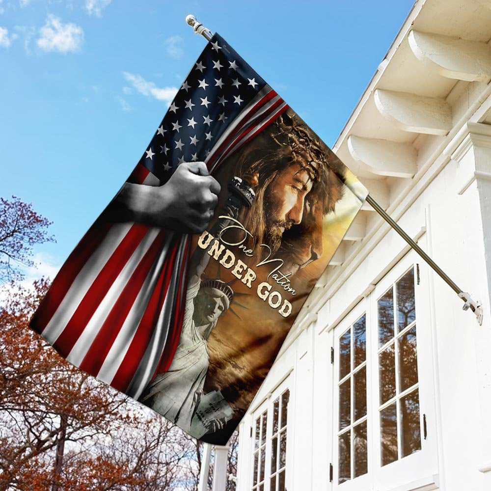 Christian Garden Flags, One Nation Under God Jesus Lion American Flag, Christian House Flags, Christian Cross Flag, Faith Flag