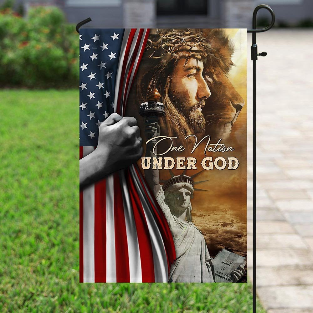 Christian Garden Flags, One Nation Under God Jesus Lion American Flag, Christian House Flags, Christian Cross Flag, Faith Flag