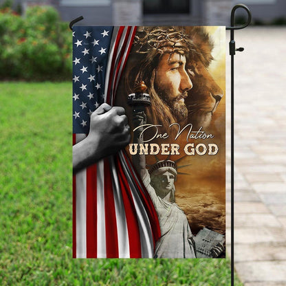 Christian Garden Flags, One Nation Under God Jesus Lion American Flag, Christian House Flags, Christian Cross Flag, Faith Flag
