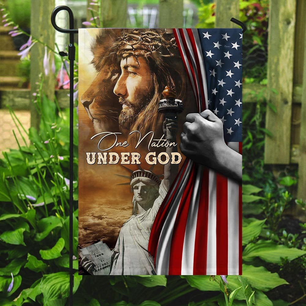 Christian Garden Flags, One Nation Under God Jesus Lion American Flag, Christian House Flags, Christian Cross Flag, Faith Flag