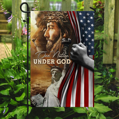 Christian Garden Flags, One Nation Under God Jesus Lion American Flag, Christian House Flags, Christian Cross Flag, Faith Flag