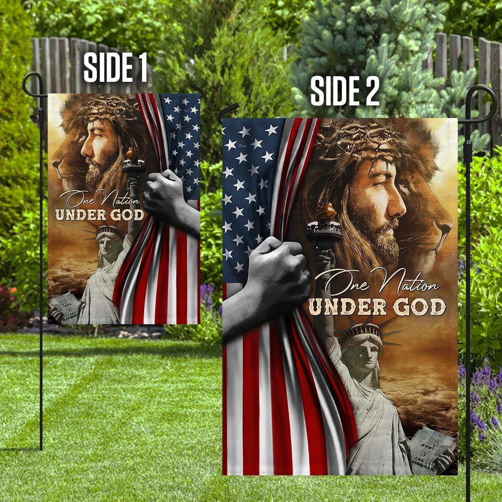 Christian Garden Flags, One Nation Under God Jesus Lion American Flag, Christian House Flags, Christian Cross Flag, Faith Flag