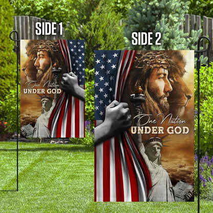 Christian Garden Flags, One Nation Under God Jesus Lion American Flag, Christian House Flags, Christian Cross Flag, Faith Flag