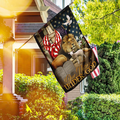 Christian Garden Flags, One Nation Under God Lion of Judah Lamb of God Flag, Christian House Flags, Christian Cross Flag, Faith Flag