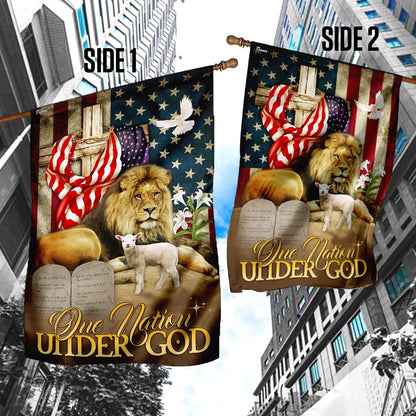 Christian Garden Flags, One Nation Under God Lion of Judah Lamb of God Flag, Christian House Flags, Christian Cross Flag, Faith Flag