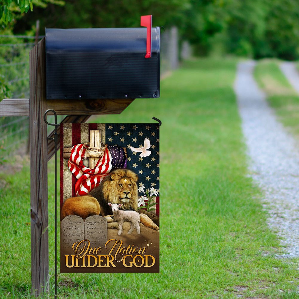 Christian Garden Flags, One Nation Under God Lion of Judah Lamb of God Flag, Christian House Flags, Christian Cross Flag, Faith Flag