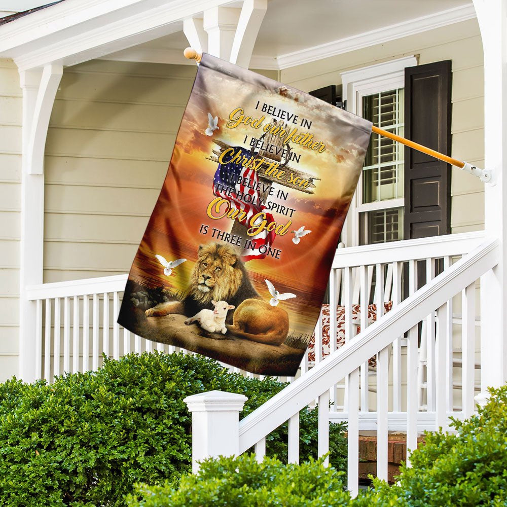 Christian Garden Flags, Our God Is Three In One Easter Flag, Christian House Flags, Christian Cross Flag, Faith Flag