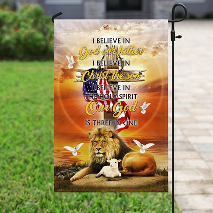 Christian Garden Flags, Our God Is Three In One Easter Flag, Christian House Flags, Christian Cross Flag, Faith Flag