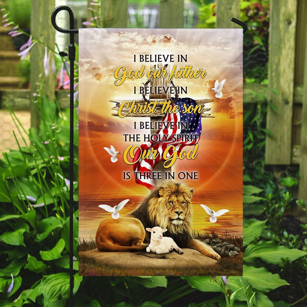 Christian Garden Flags, Our God Is Three In One Easter Flag, Christian House Flags, Christian Cross Flag, Faith Flag