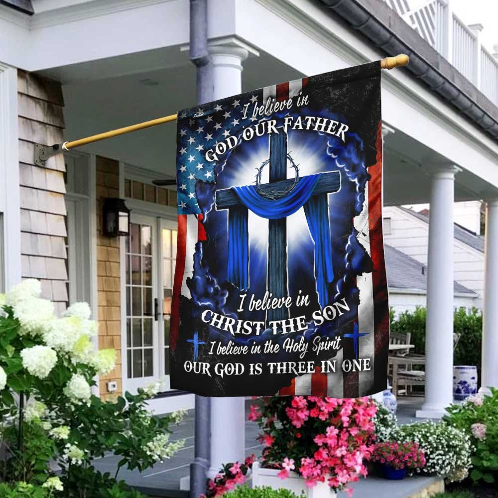 Christian Garden Flags, Our God Is Three In One Flag, Christian House Flags, Christian Cross Flag, Faith Flag