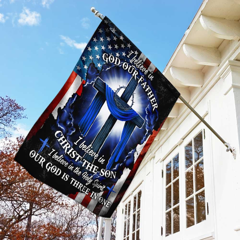 Christian Garden Flags, Our God Is Three In One Flag, Christian House Flags, Christian Cross Flag, Faith Flag