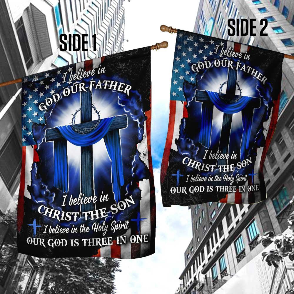 Christian Garden Flags, Our God Is Three In One Flag, Christian House Flags, Christian Cross Flag, Faith Flag