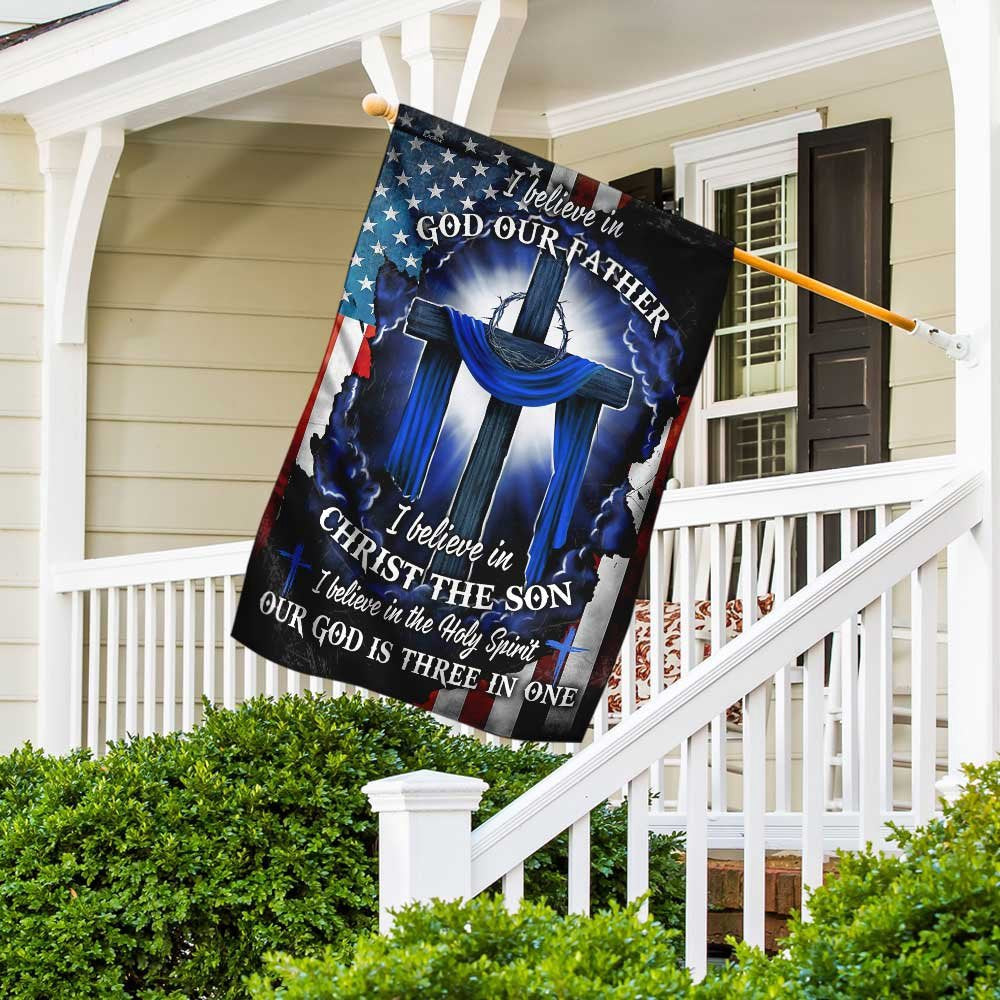 Christian Garden Flags, Our God Is Three In One Flag, Christian House Flags, Christian Cross Flag, Faith Flag