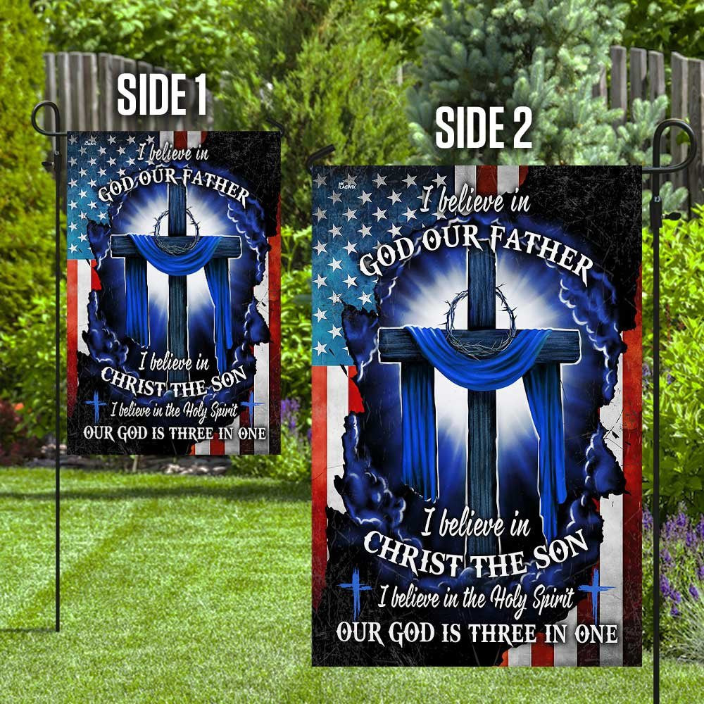 Christian Garden Flags, Our God Is Three In One Flag, Christian House Flags, Christian Cross Flag, Faith Flag