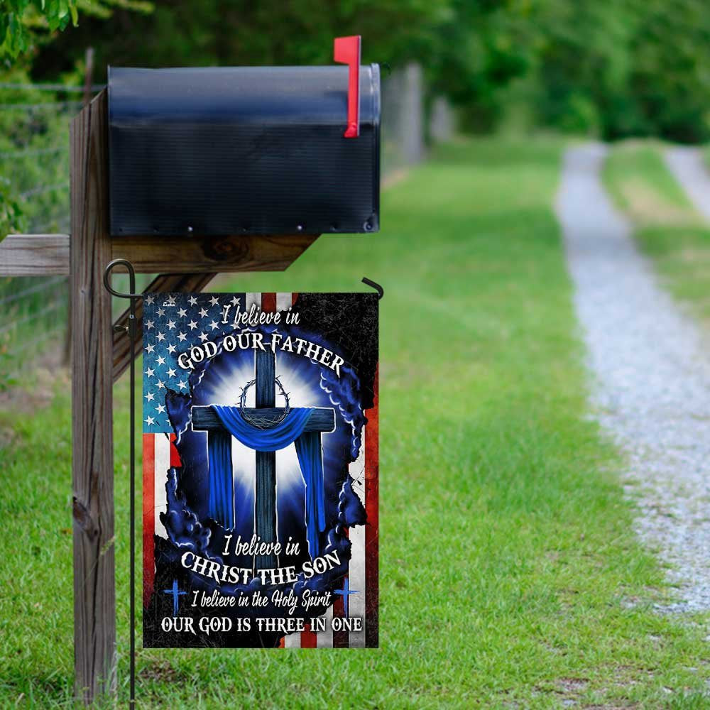 Christian Garden Flags, Our God Is Three In One Flag, Christian House Flags, Christian Cross Flag, Faith Flag