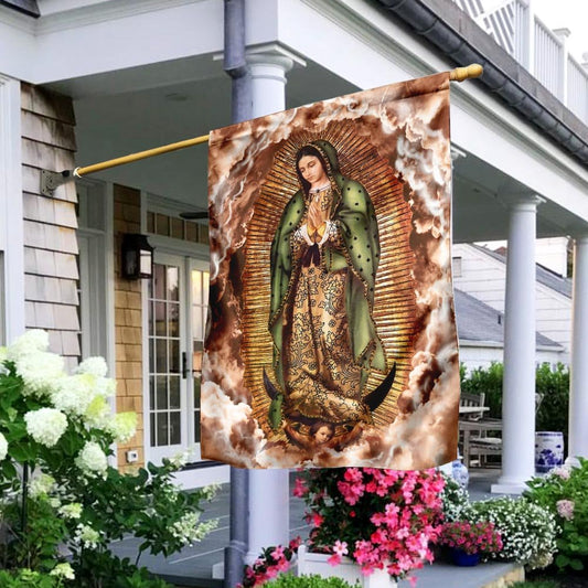Christian Garden Flags, Our Lady of Guadalupe Clouds Flag, Christian House Flags, Christian Cross Flag, Faith Flag