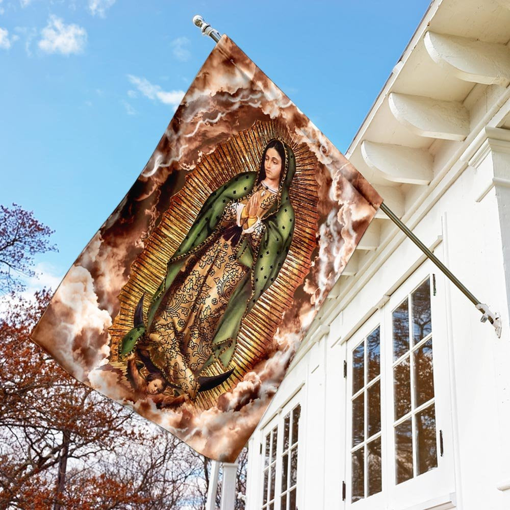 Christian Garden Flags, Our Lady of Guadalupe Clouds Flag, Christian House Flags, Christian Cross Flag, Faith Flag