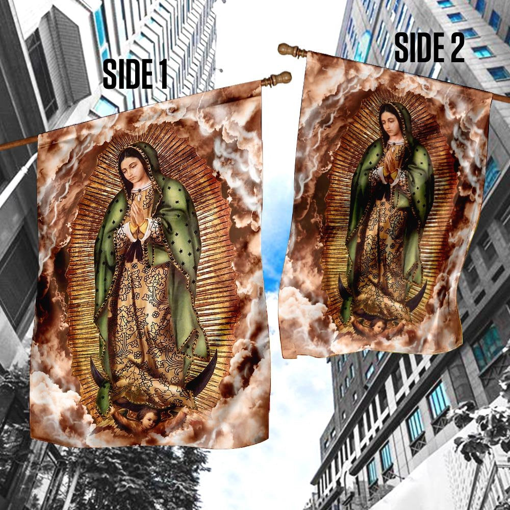 Christian Garden Flags, Our Lady of Guadalupe Clouds Flag, Christian House Flags, Christian Cross Flag, Faith Flag