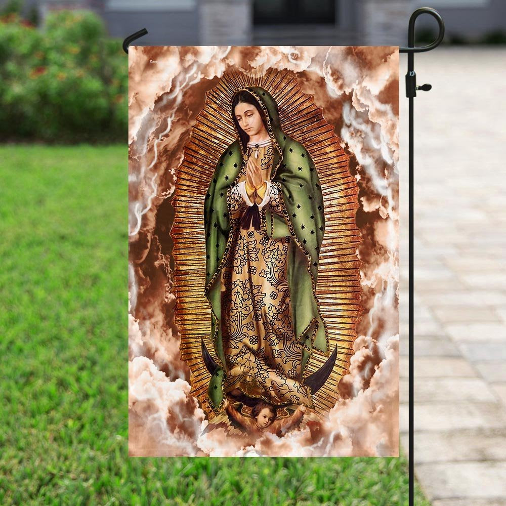 Christian Garden Flags, Our Lady of Guadalupe Clouds Flag, Christian House Flags, Christian Cross Flag, Faith Flag