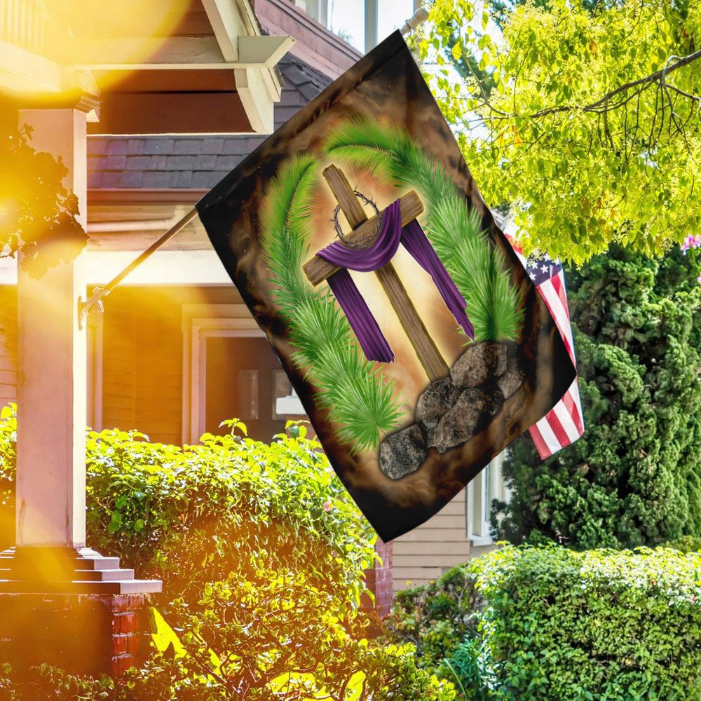 Christian Garden Flags, Palm Leaves Cross Flag, Christian House Flags, Christian Cross Flag, Faith Flag