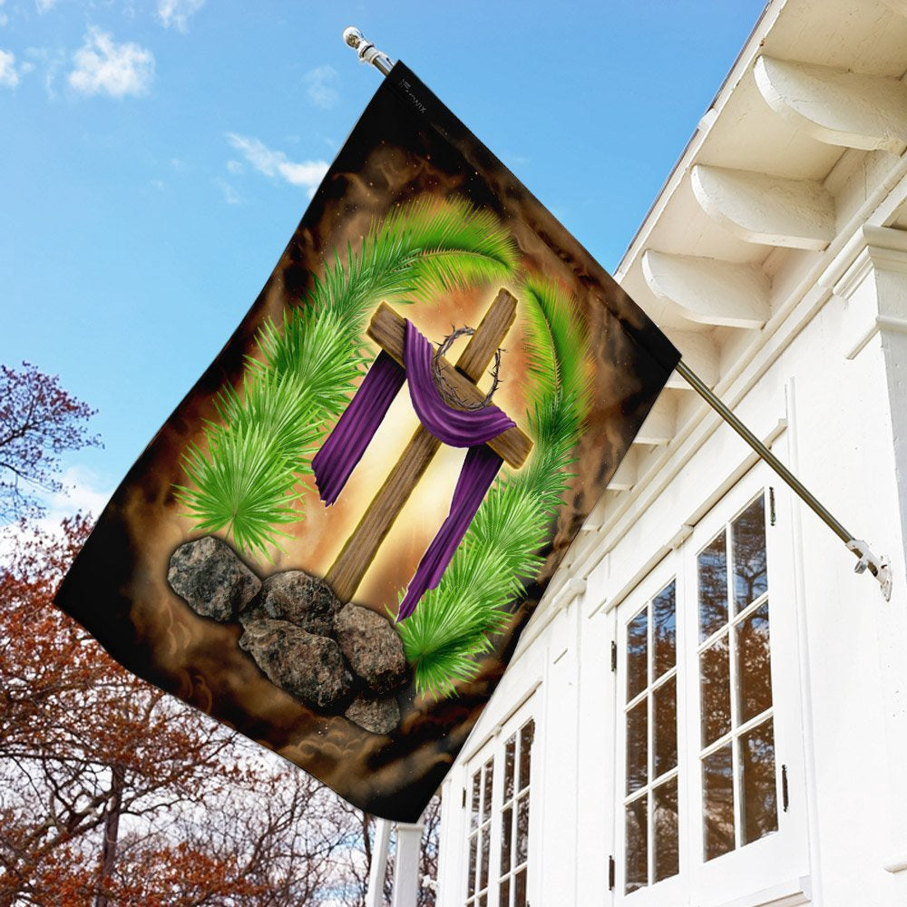 Christian Garden Flags, Palm Leaves Cross Flag, Christian House Flags, Christian Cross Flag, Faith Flag