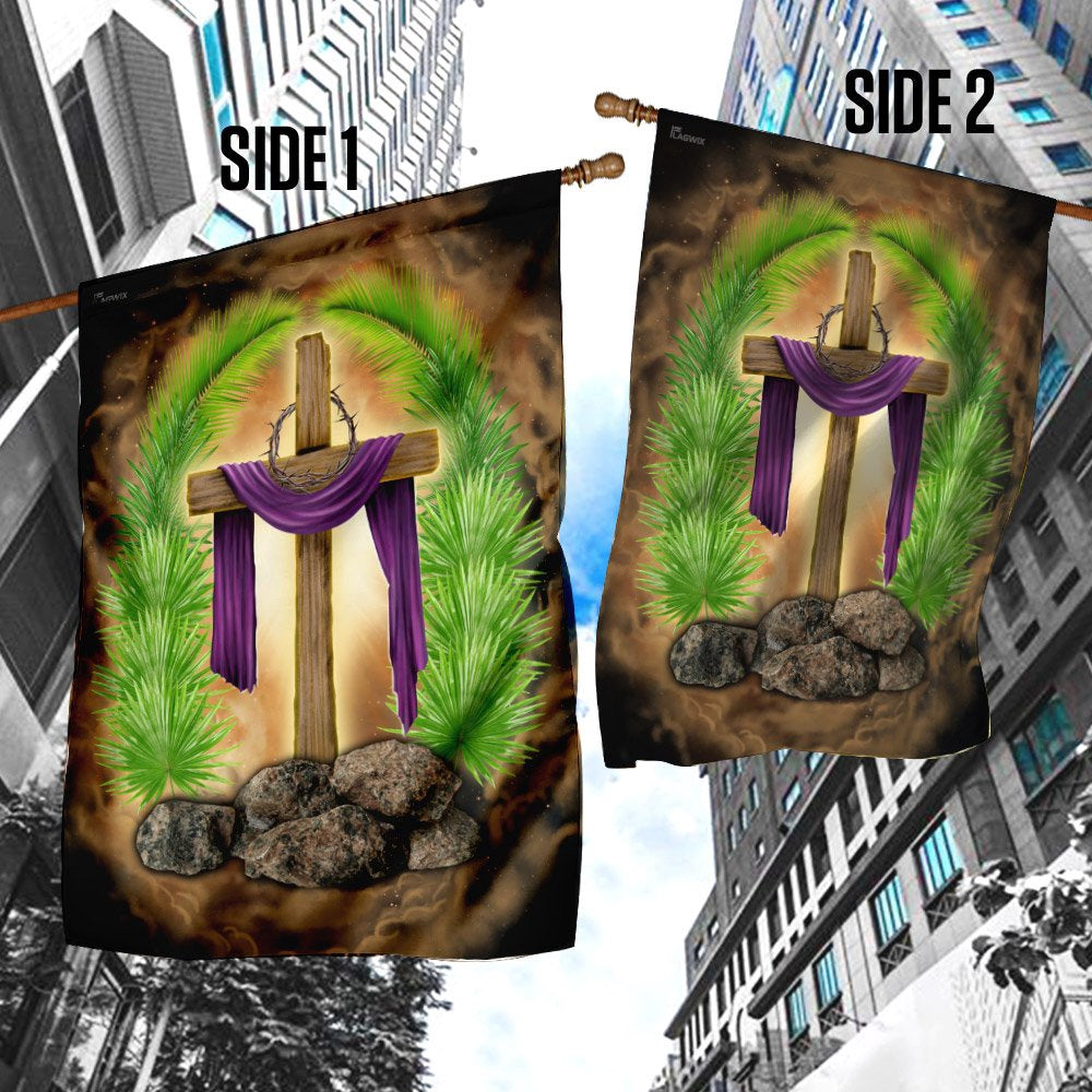 Christian Garden Flags, Palm Leaves Cross Flag, Christian House Flags, Christian Cross Flag, Faith Flag