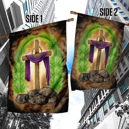 Christian Garden Flags, Palm Leaves Cross Flag, Christian House Flags, Christian Cross Flag, Faith Flag