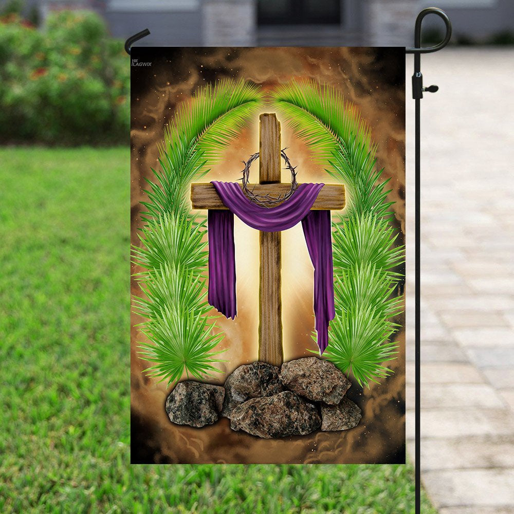 Christian Garden Flags, Palm Leaves Cross Flag, Christian House Flags, Christian Cross Flag, Faith Flag