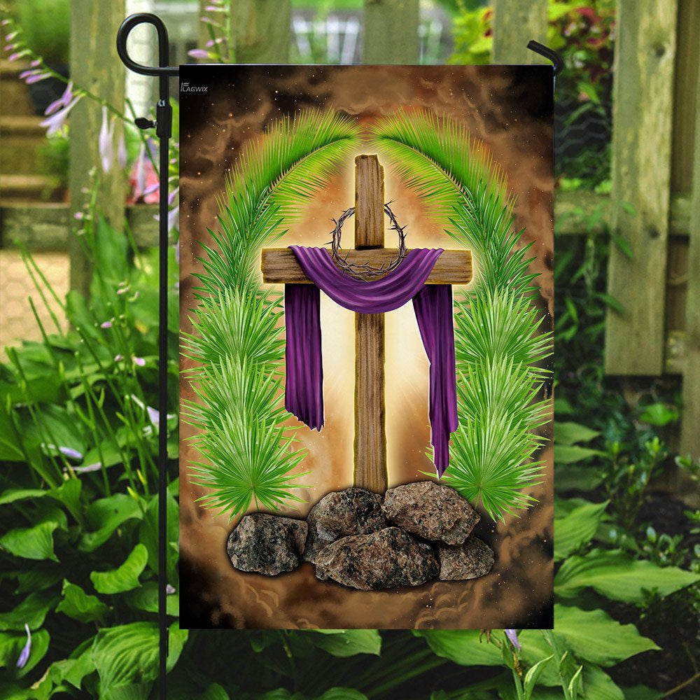 Christian Garden Flags, Palm Leaves Cross Flag, Christian House Flags, Christian Cross Flag, Faith Flag