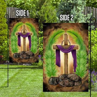 Christian Garden Flags, Palm Leaves Cross Flag, Christian House Flags, Christian Cross Flag, Faith Flag