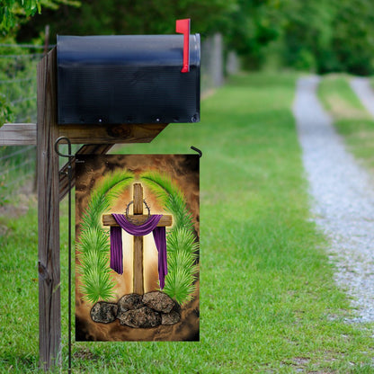 Christian Garden Flags, Palm Leaves Cross Flag, Christian House Flags, Christian Cross Flag, Faith Flag