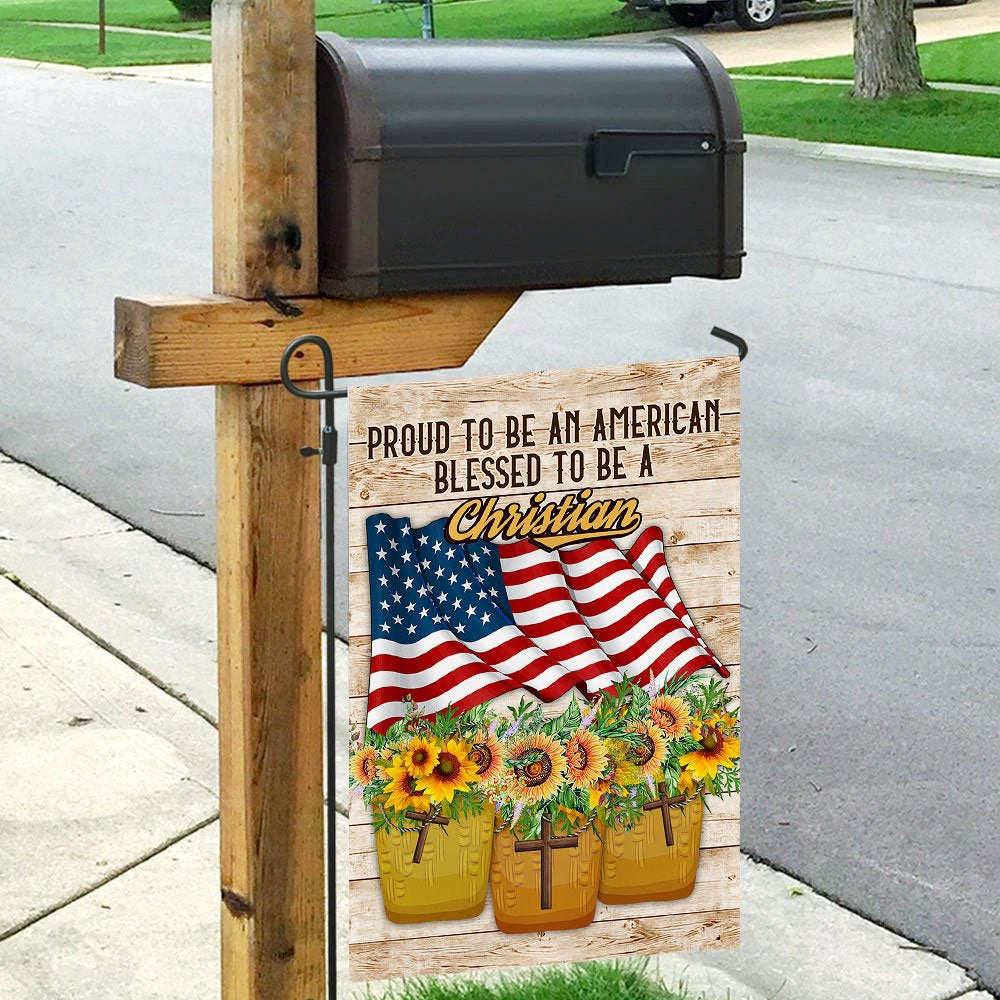Christian Garden Flags, Proud To Be American Blessed To Be A Christian Flag, Christian House Flags, Christian Cross Flag, Faith Flag