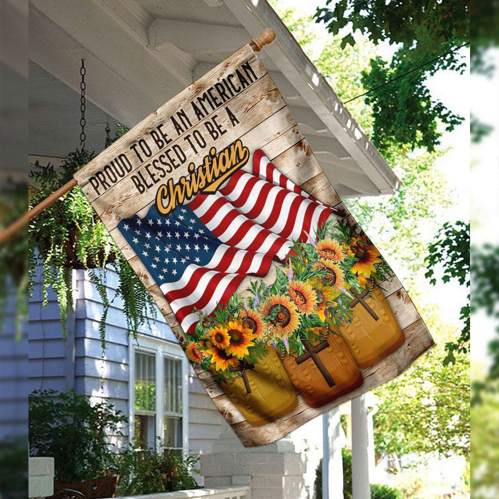 Christian Garden Flags, Proud To Be American Blessed To Be A Christian Flag, Christian House Flags, Christian Cross Flag, Faith Flag