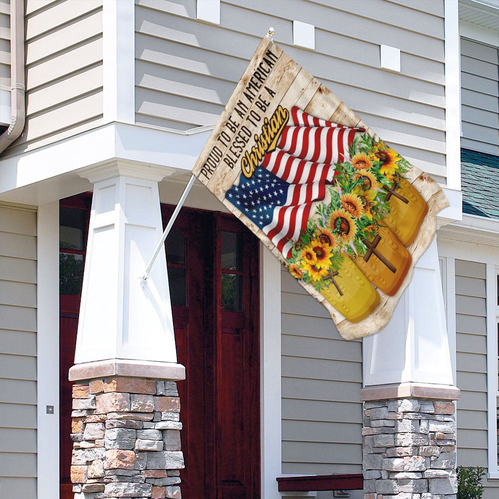 Christian Garden Flags, Proud To Be American Blessed To Be A Christian Flag, Christian House Flags, Christian Cross Flag, Faith Flag