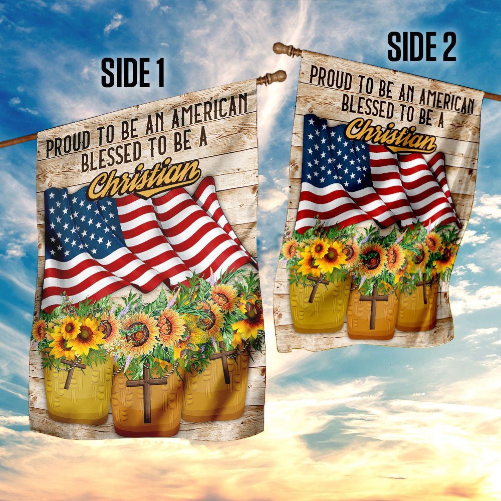 Christian Garden Flags, Proud To Be American Blessed To Be A Christian Flag, Christian House Flags, Christian Cross Flag, Faith Flag