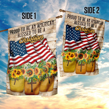 Christian Garden Flags, Proud To Be American Blessed To Be A Christian Flag, Christian House Flags, Christian Cross Flag, Faith Flag